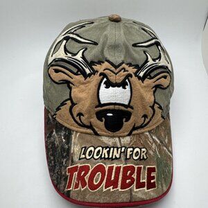 Buck Wear Lookin For Trouble Hat Cap Adjustable Youth Camo Embroidered   GR62